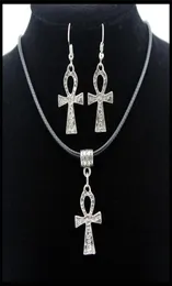 Egyptiska ankh livssymbolhalsband smycken set billiga kvinnors vintage ankh cross charm örhängen halsband smycken sets1245748