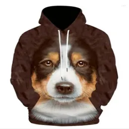 メンズパーカーのぬいぐるみ秋のかわいい子犬3Dプリントパーカールーズファッションメンズ衣料品工場アウトレット