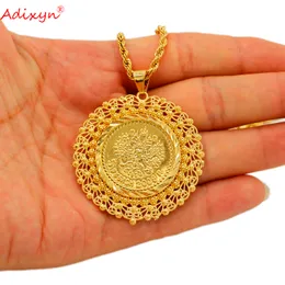 Pendant Necklaces Adixyn Classic Coin Necklace For Men Gold Color Copper Arab Jewelry Couple Pendant Chain Turkish Ancient Gift N06307 230626