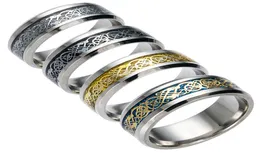 Bonito anillo de acero inoxidable para hombre, dragón dorado 316L para hombre, anillo de banda de lujo para hombre de boda para hombre para amantes, anillos para hombre 6414901