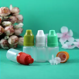 100 Sets / Lot 5ml Frascos cuentagotas de plástico A prueba de niños Punta larga y delgada PE Seguro para e Liquid Vapor Vapt Juice e-Liquide 5 ml Oktkx