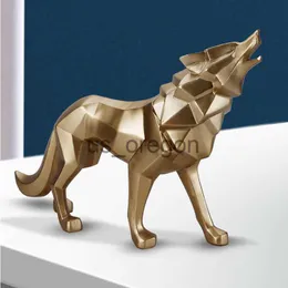 Decorative Objects Figurines Polyresin Wolf Figurine Home Decor Abstract Sculptures Room Decor desk accessories Furnishing Animal Ornament Resin Statues
