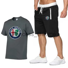 Fatos de treino masculinos de verão Ternos masculinos Alfa Romeo Roupas estampadas Moda Casual Roupas esportivas Ternos de manga curta de algodão Conjunto de 2 peças x0627