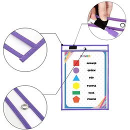 Markers Reusable PP File Dry Erase Pockets With Pen Transparent Write And Wipe Drawing Whiteboard Markers Used for Teaching Supplies