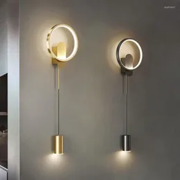 Lampa ścienna nordycka lekka luksusowa dekoracje pomieszczenia wbudowane chipsy LED Postmoderniskie światła oświetlenie żyć czarny biały