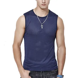 MENS TANK TOPS ICE SILK TOP MEN Underkläder Gymkläder Mentransparent Tshirt Male BodyShaper Sleeveless Shirt Fitness Mesh Singletss 230627