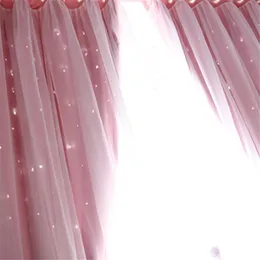 Curtains Double Layer Stars Blackout Curtains Pink Tull for Kids Room Sheer Curtains for Living Room Girl's Bedroom Window Treatments