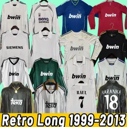 Manga Longa Retro Real Madrids Futebol Jerseys Camisas de Futebol Guti Ramos Seedorf Carlos Ronaldo Zidane Beckham Raul Finals Kaka 01 02 05 06