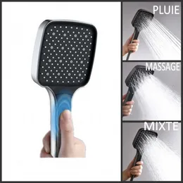 HKNOKE High Pressure Shower Head Premium ABS 3 Mode Water Saving Shower Head and One-Hand Switch Button, ABS Grey Shower Head and Handheld Showers