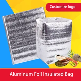 Aluminiowa torba izolowana folia wielokrotnego użytku termiczne torby na lunch wielokrotnego użytku worki na izolację termiczne wkładki do pudełek gorące zimne torby do jedzenia, łatwe zamknięcie