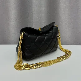 23a Gold Metal Thick Chain Women Designer Hobo Bag Real Leather Diamond Lattice Turn Lock Flap Quiltad Tote Shoulder Handbag High Capacity Luxury Purse Sacoche 20cm