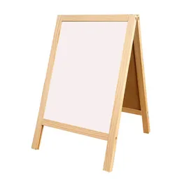 Whiteboards Wooden Stand Blackboard Double Side Message Draw Board White and Black Display Chalkboards for Children Bar