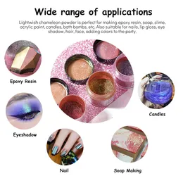 Decals Light Natural Mica Mineral Glitter Powder Epoxy Resin Chameleon Pigment Powder for Handmade Soap Nail Jewelry Making