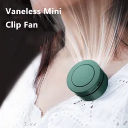 Other Home Garden Vaneless Mini Clip Fan Neck Waist Fan Air Cooling USB Personal Fan Outdoor Fishing 3 Speeds Desktop Fan 360° Camping 230626