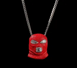 rood masker hanger kettingen voor mannen luxe designer heren bling diamant hoofddeksels hangers goud cuban link chain ketting sieraden gif6266280