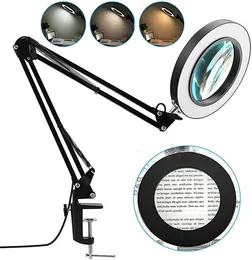 Magnifying Glasses Magnifying Lamp Magnifying Glass with Light and Stand Magnifying Lamp Adjustable Swivel Arm LED Magnifier Desktop Lamp 230410