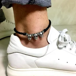 Anklets Skull Anklet Men Fashion Jewelry Accessories 2023 Handmade Rope Ankle Bracelets Feet Decoration Leg Bracelet