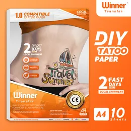 Paper WinnerTransfer Temporary Tattoos for Men Women Kid Printable Clear Tattoo Transfer Paper A4 10sheets Tattoo Printing Paper