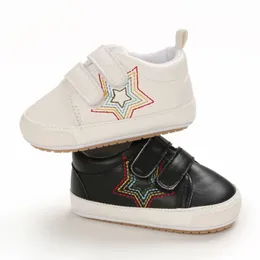 Athletic Outdoor Kids Shoes Star Embroidery Soft Sole Walking Prewalker Footwear For Spring Fall White Black 0 12 månader 230626