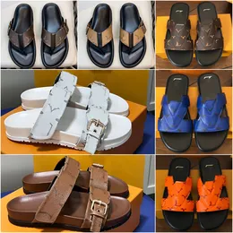 Oasis Mule Slippers Designer Man Fashion and Clasch Mirabeau Mule Thong Luxury High Quality Leather Flip Flops Slippersウォーターフロントミュールフラットスリッパサイズ38-45