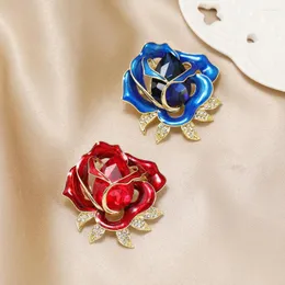Broszki Morkopela Big Flower Crystal Rose Brooch Emalia Pin for Women Dress Fashion Jewelry Akcesoria