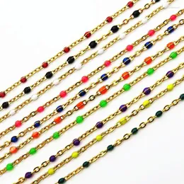 Chains 2mm Black Red Green White Bead Chain For Women Stainless Steel Cross O Necklace Man Fashoin Jewelry Accessories