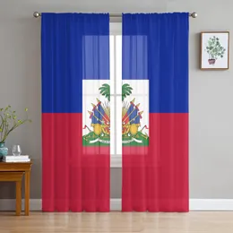 Curtain Haiti National Flag Day Tulle Sheer Window Curtains for Living Room the Bedroom Modern Voile Organza Decorative Curtains Drapes 230626