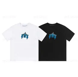 Camisetas masculinas casuais Trapstar Designer Treino Tops Blue Gradient Ironware T Letter Print solto Manga curta Designers T-shirt 0607