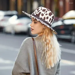 Beanies الشتاء ليوبارد نمط Fedoras واسعة حافة الأزياء الحرارية للنساء الفتيات Her