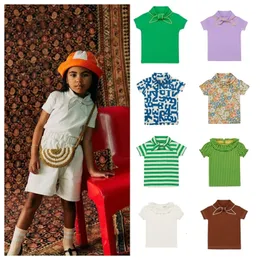 T shirts Children's T shirt 2023 Spring and Summer Mp Series Boys Girls Short sleeved Scarf Top Milky White Lace sleeved 230626