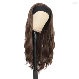 Syntetiska peruker Markera 16-26 tum lång vågig kroppsvåg pannband för svarta kvinnor Glueless Full Machine Made Hair Wig Daily Wear