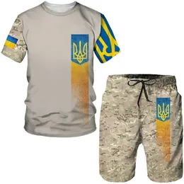 Fatos de treino masculinos Camuflagem ucraniana Camisetas com estampa 3D Conjuntos curtos Ternos femininos Roupas oversize Moletom masculino Camiseta feminina 230627