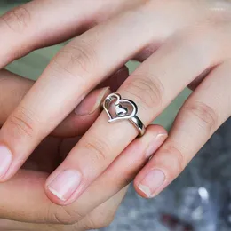 Cluster Rings Simples Elegante Para Mulheres Anel Feminino Charmoso em Forma de Coração Jóias Senhoras Amor Promessa Presentes