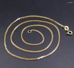 Catene Real Au750 Pure 18K Yellow Gold Chain Donna Collana a maglie di grano fortunato 2,4 g 16 pollici