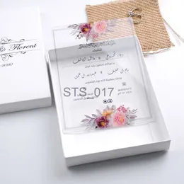 Hangers Racks 0.5mm Pvc Custom Wedding Invitation Card for 15 Years Hebrew Text Transparent Card Making 10pcs Personalized Gift Envelopes x0710