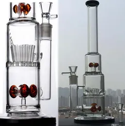 Big Glass Water Bong Honeycomb Perc Smoke Pipe Narghilè Recycler Dab Rigs Smoke Water Pipes con ciotola 18mm 40cm di altezza