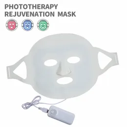 Massaggiatore facciale Corea PDT Maschera led in silicone Terapia 3 colori Maschera per la cura della pelle del viso Per acne Rughe Acne Macchia Salone di bellezza Dispositivo Pon 230626