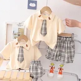 Giyim Setleri Yaz Moda Çocuk Pamuklu Kız Giysileri Bebek Erkek Nedensel Kravat T Gömlek Şort 2 Adet/takım Bebek Çocuklar Rahat Yürümeye Başlayan