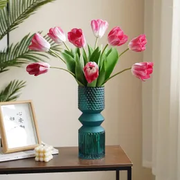 Decorative Flowers Artificial Latex Tulip Fake Branch Wedding Pography Flower Arrangement Home Living Room Garden Red White Decoration