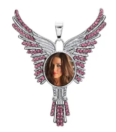 sublimation bouton collier pendentif pour femmes aile colliers pendentifs avec zircon pour impression par transfert cadeaux vierges1151748
