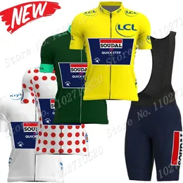 Cykeltröja sätter Soudal Quick Step Team TDF Cycling Jersey Set Green Yellow Clothing Road Bike Shirts Suit Bicycle Bib Shorts MTB Ropa 230626