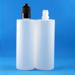 120 مللي 100 قطعة من زجاجات قطارة بلاستيكية LDPE مع أغطية مزدوجة مقاومة للبخار شبه شفافة قابلة للضغط مطابقة أبيض أخضر أسود اللون غطاء Wwur