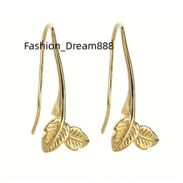 2023 wholesale Korean rversion of the leaves real gold color-preserving ear hook diy earrings accessories spot wholesale