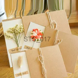 Hangers Racks Kraft Paper Dried Flower Greeting Card Retro Creative DIY Handmade gåva för alla hjärtans dag bröllopinbjudan gratulationskort x0710