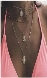 Rose pendentif breloques collier multicouche avec bijoux de fête breloque collier ras du cou pour femmes mode bijoux7516184