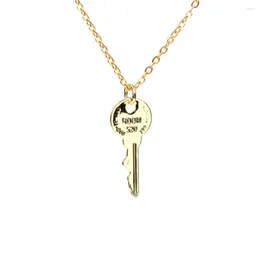 Pendant Necklaces EYIKA Retro Fashion Copper Engraved Room 520 Key Necklace Gold Silver Color Chain For Women Accessories Gift Jewelry