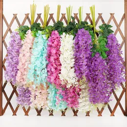 Faux Floral Greenery 12pcs/set 110CM Artificial Flower Green Plant Wisteria Indoor Ceiling Artificial Flower Wedding Decoration Vine Wisteria Flower 230627