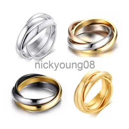 Band Rings Modyle New Fashion 3 Rounds Women Men Ring Gift Classic Love Stainless Steel Wedding Engagement Female Finger Jewelry x0625