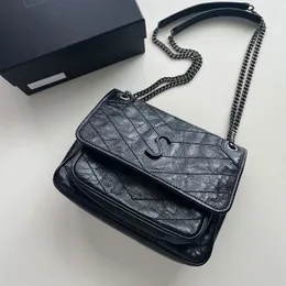 alta qualità media Niki borsa a tracolla in vera pelle borsa da donna di lusso con patta pochette designer borse a tracolla da uomo busta borsa a tracolla con catena bianca