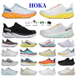 مع Box Hoka Bondi 8 Clifton Athletic Runner Shoes Runner Hokas Carbon X2 Triple Black White Light Blue Outdoor Sports Astractle Lifestyle Suparption